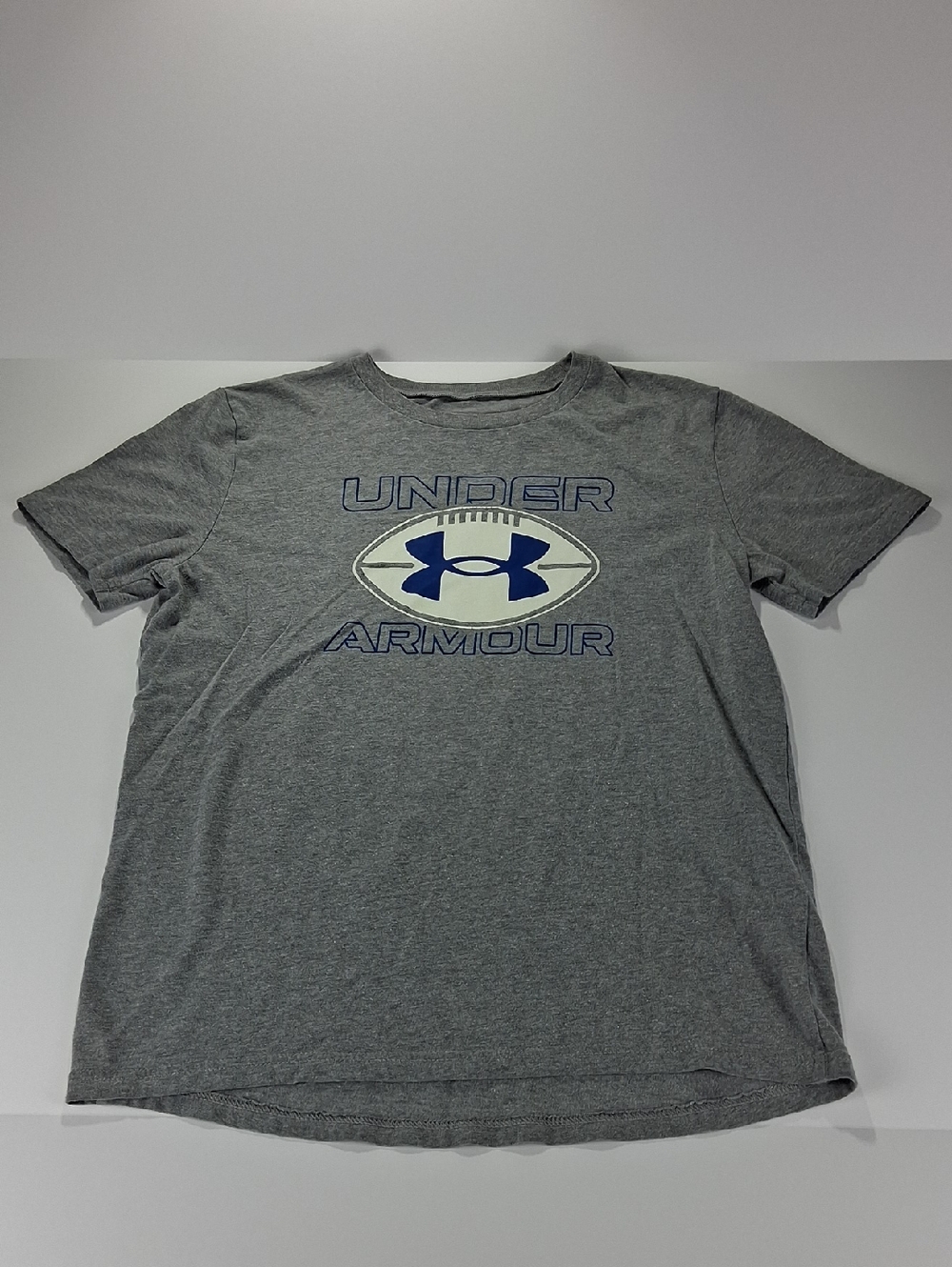 Boys Under Armour Tee Shirt Size Youth Large Grey Short-Sleeve Football Graphic